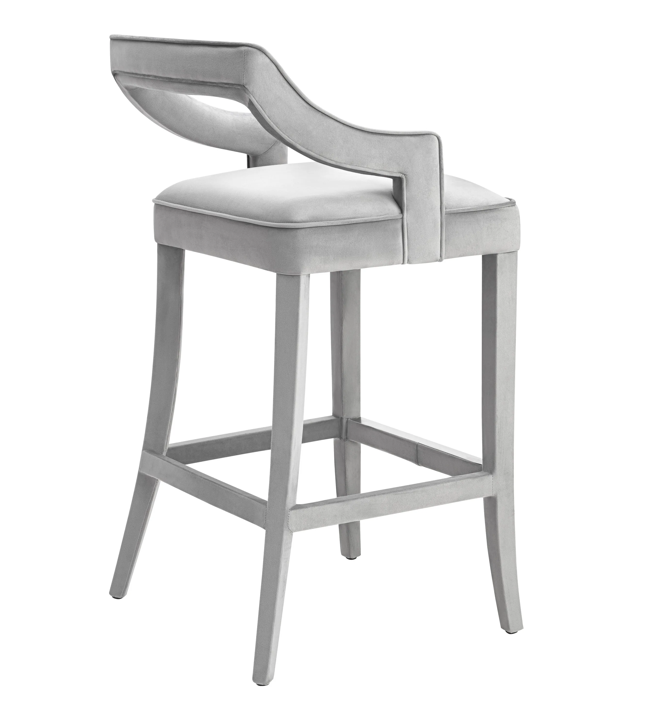 Tiffany Grey Velvet Counter Stool