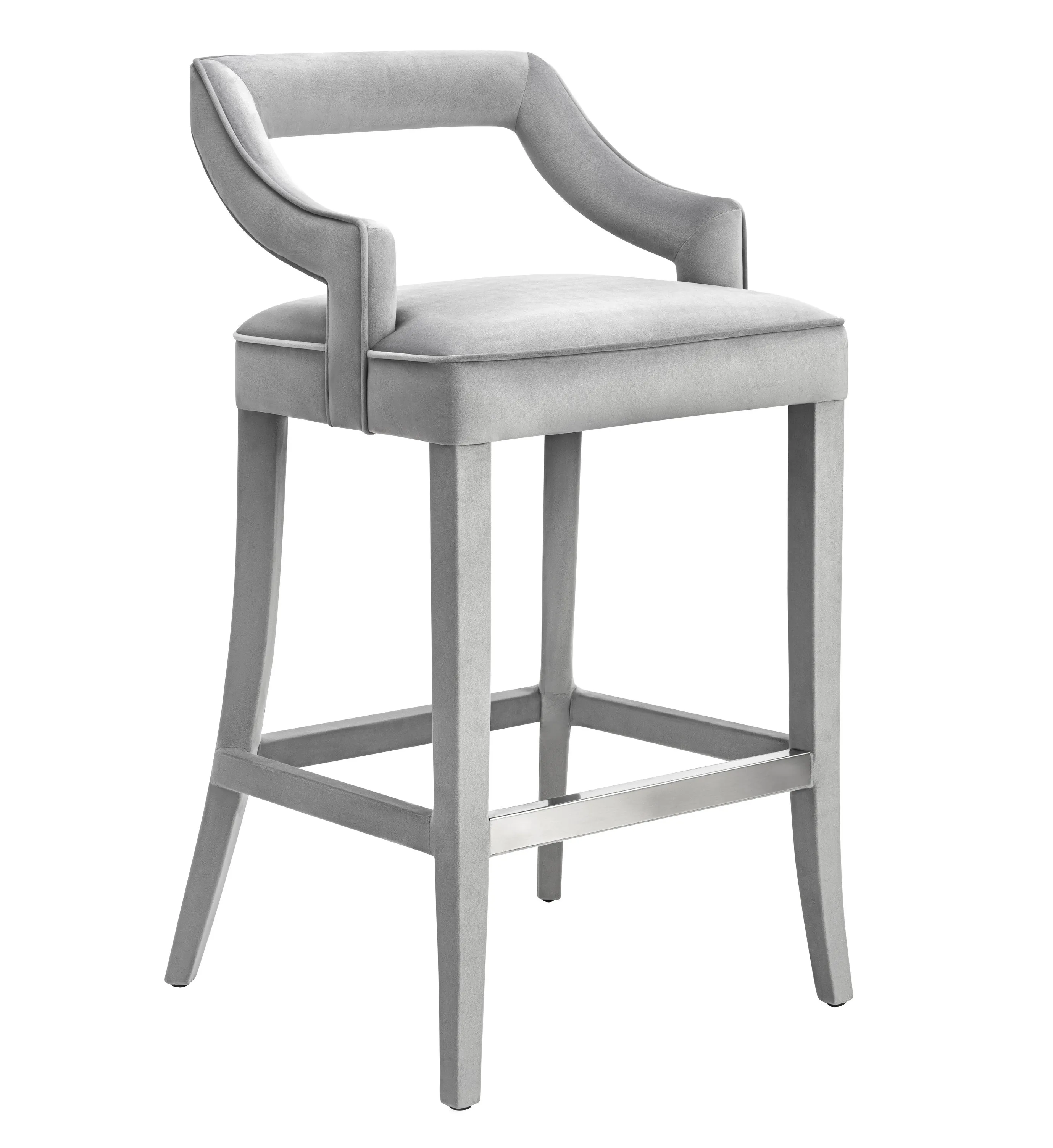 Tiffany Grey Velvet Counter Stool