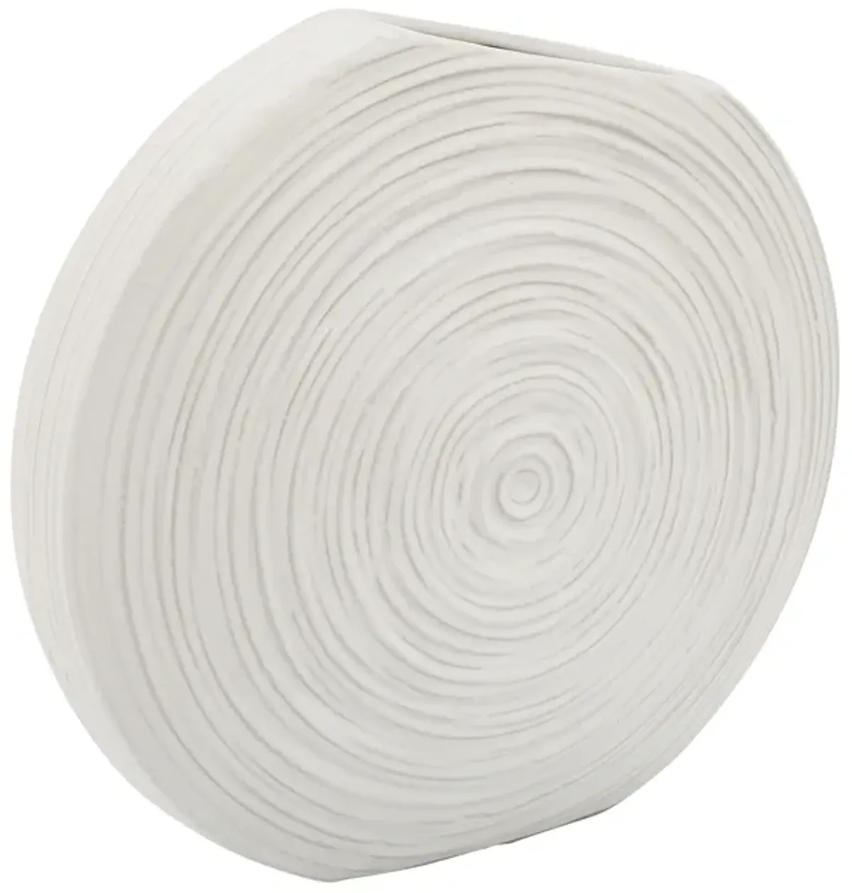 11"h Oval Swirled Vase, White