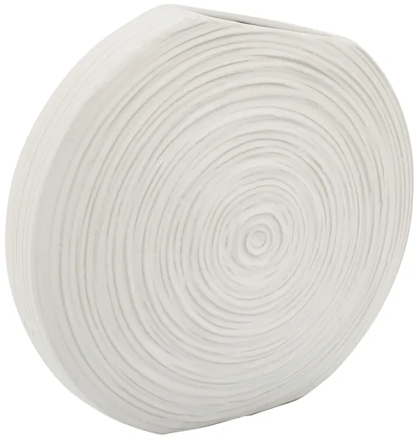 11"h Oval Swirled Vase, White