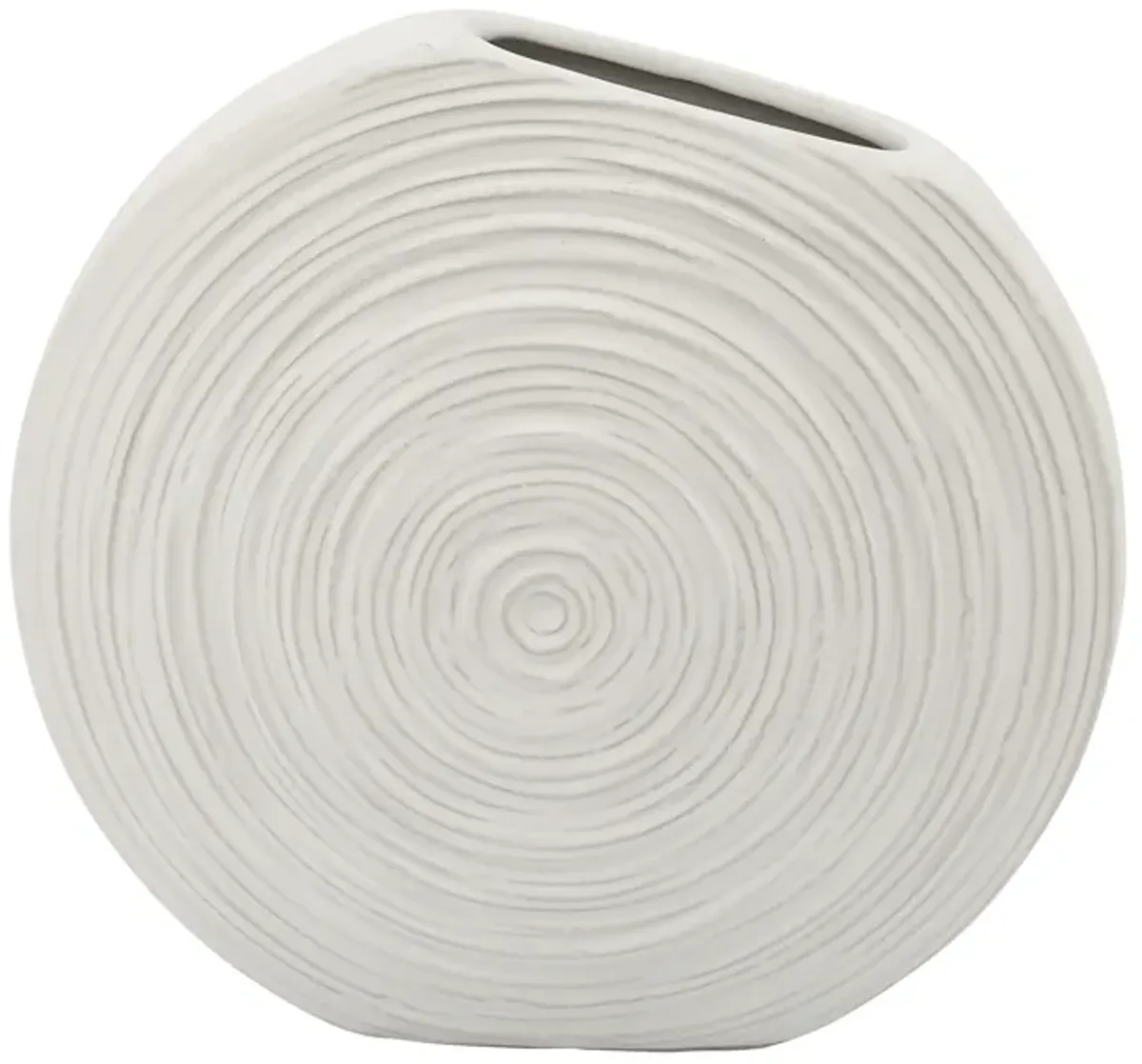 11"h Oval Swirled Vase, White