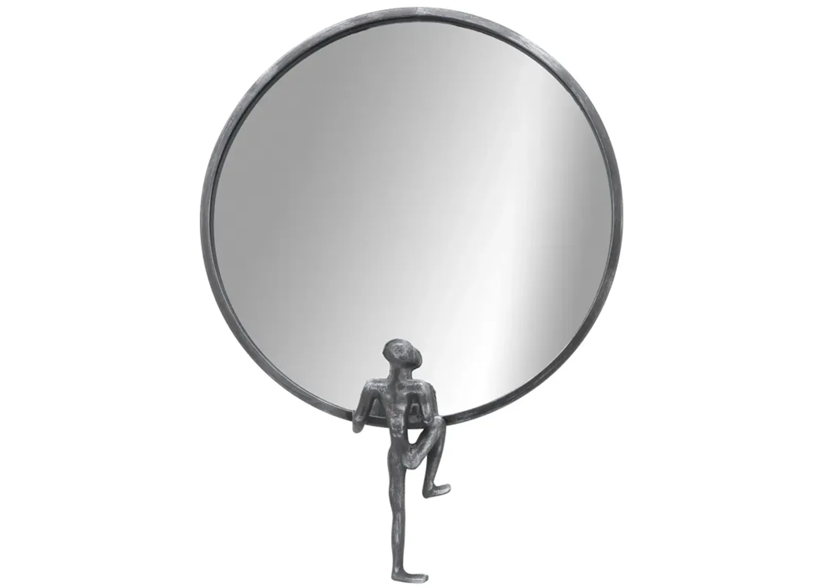 Metal, 24"h, Mirror With Man Deco, Black