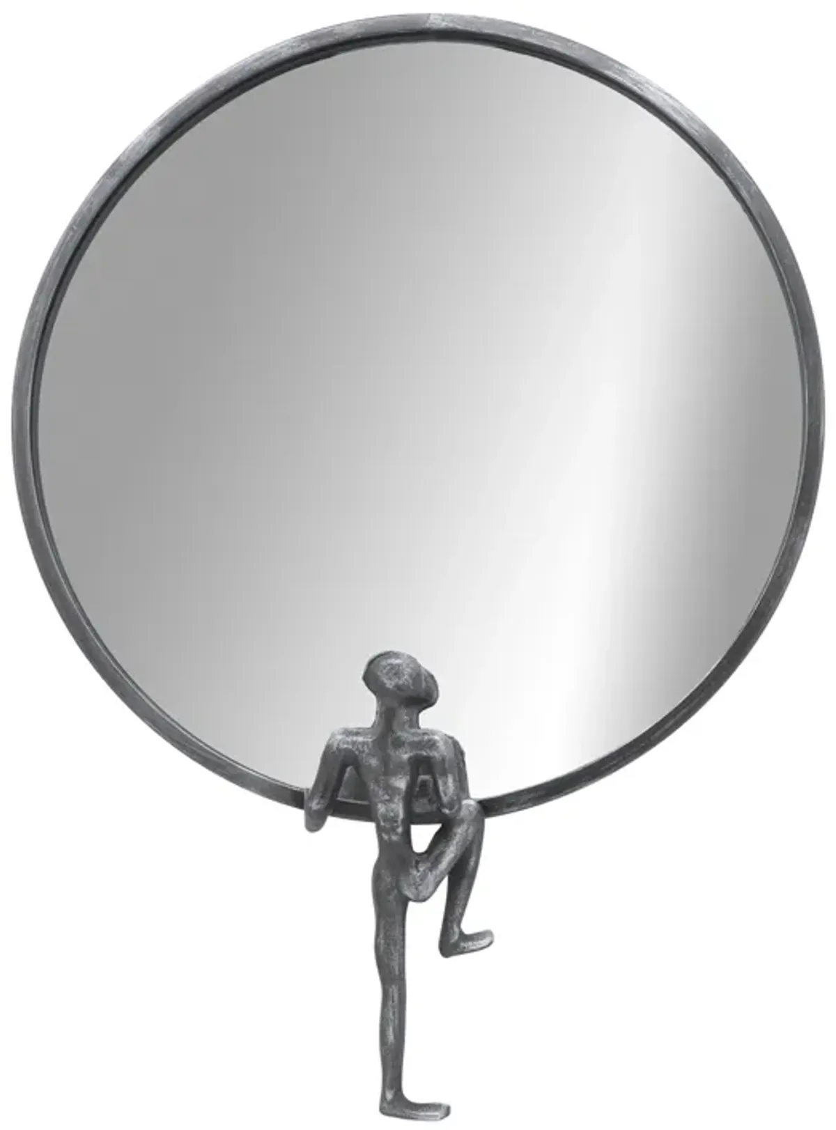 Metal, 24"h, Mirror With Man Deco, Black