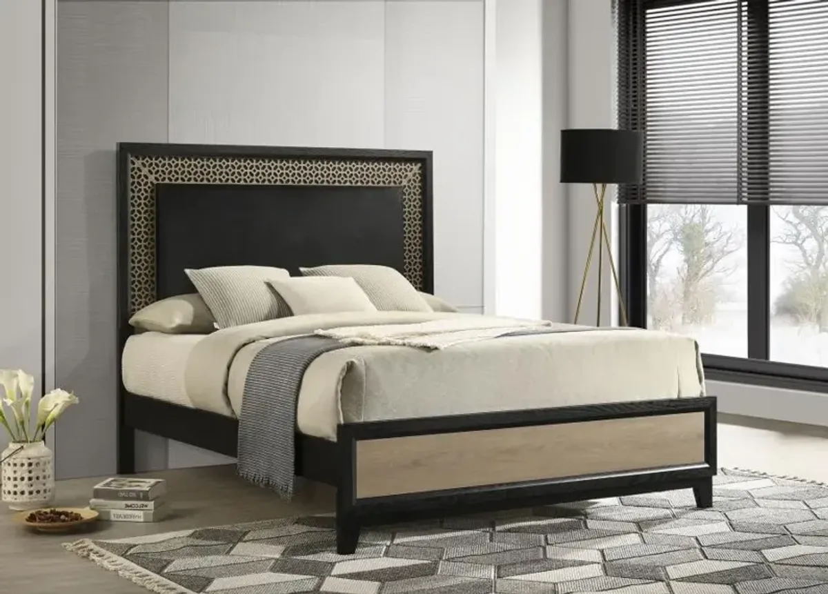 Valencia Queen Bed Light Brown and Black