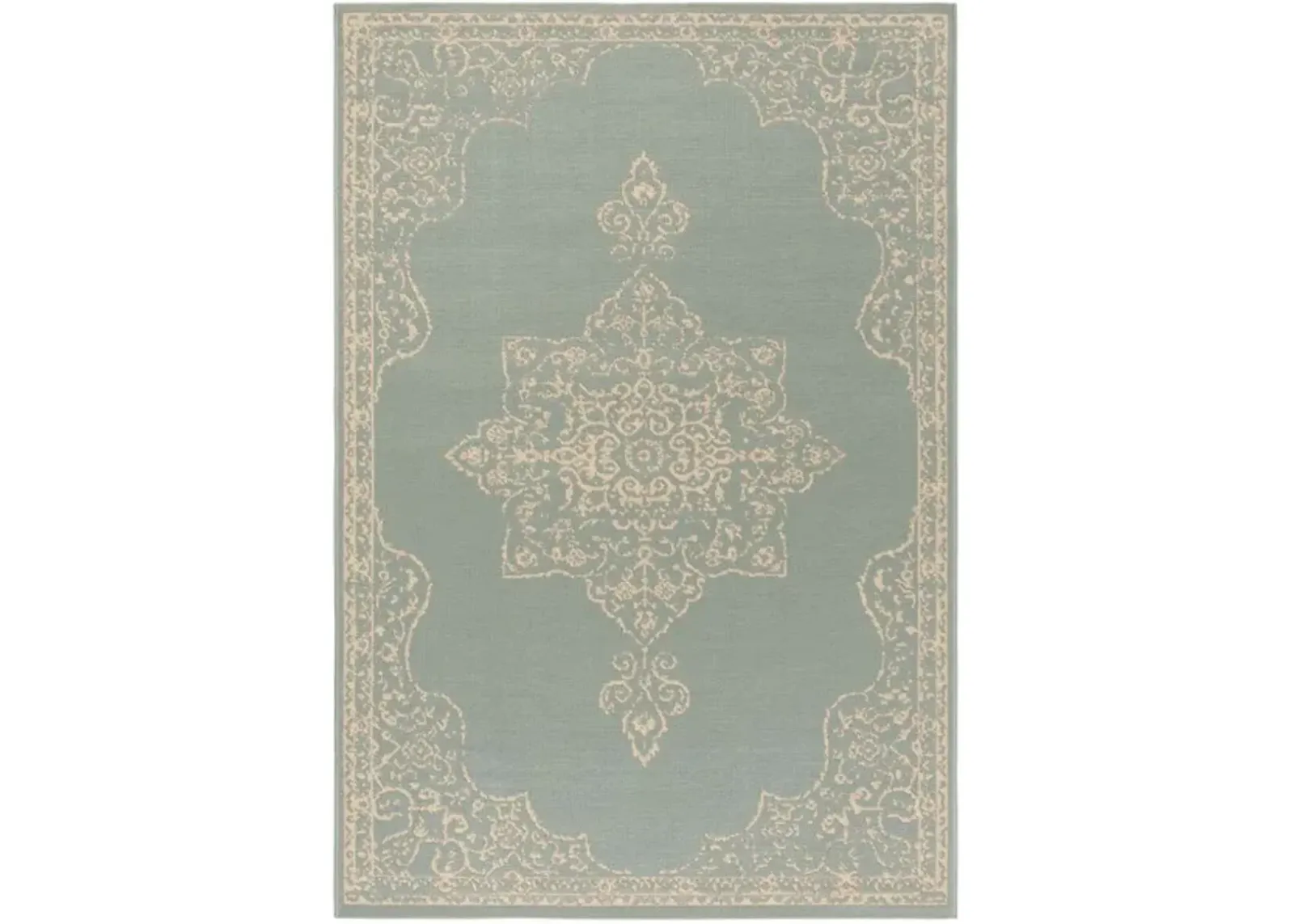 LINDEN 180 Collection LND180L-4 Cream / Aqua 4' X 6'