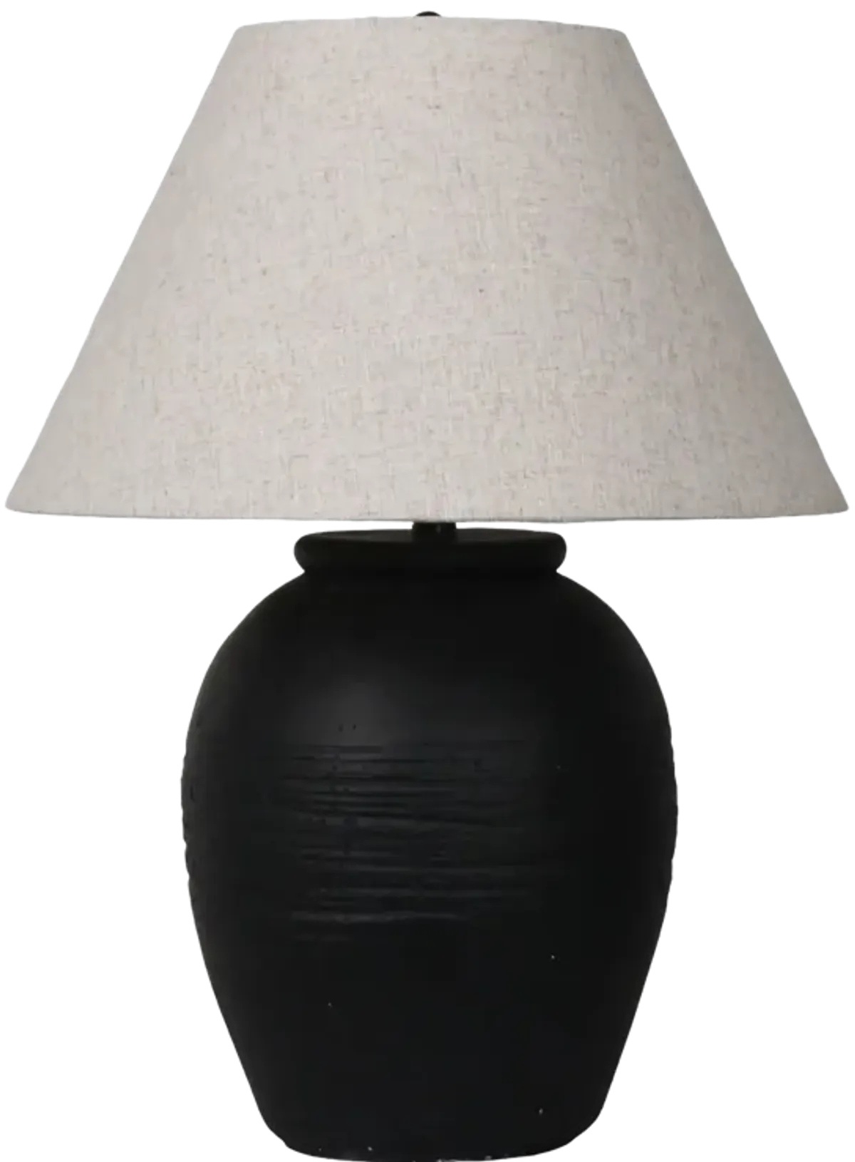 27" Artisan Jug Table Lamp Tapered Shade,blk/beige