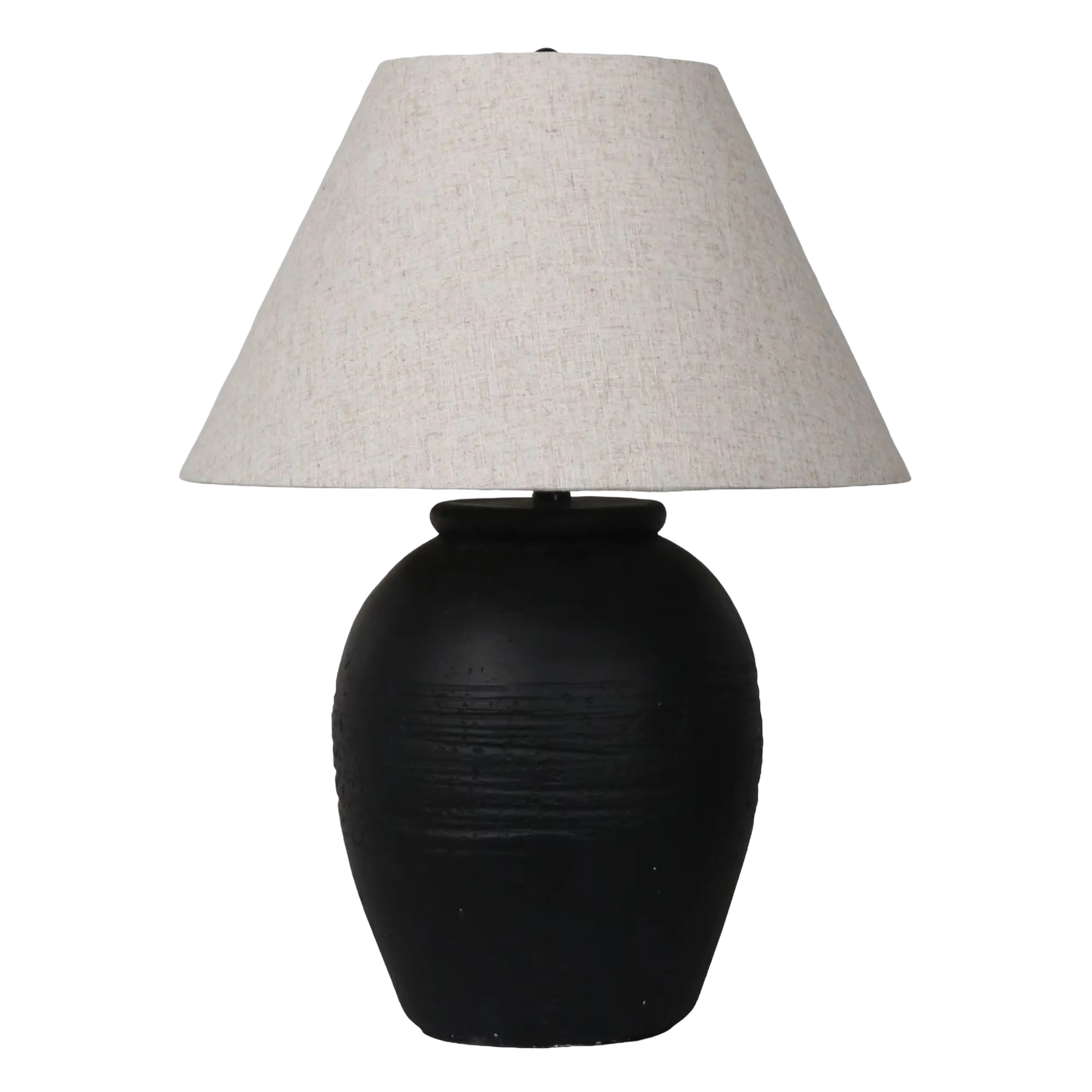 27" Artisan Jug Table Lamp Tapered Shade,blk/beige