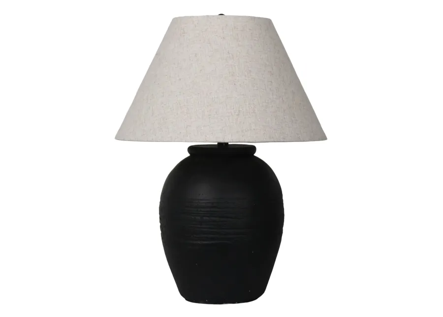 27" Artisan Jug Table Lamp Tapered Shade,blk/beige