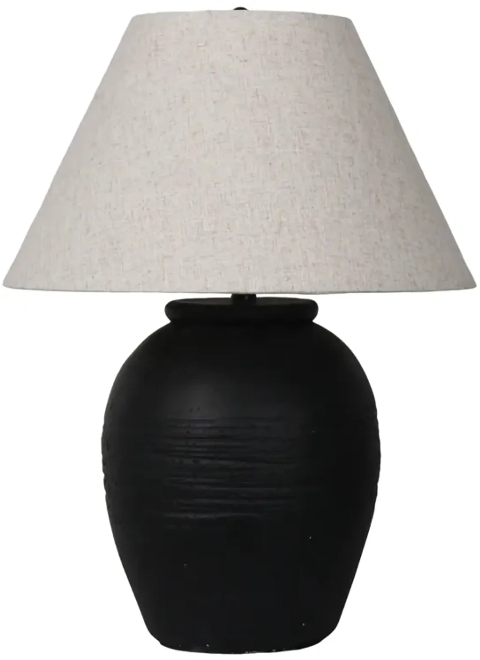 27" Artisan Jug Table Lamp Tapered Shade,blk/beige