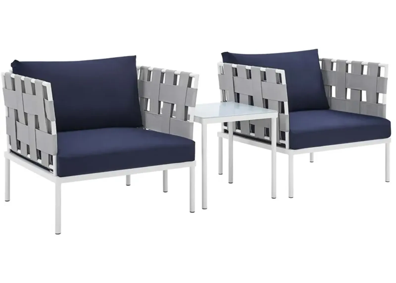 Harmony 3-Piece  Sunbrella® Outdoor Patio Aluminum Seating Set