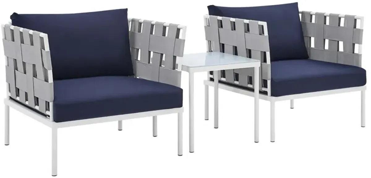 Harmony 3-Piece  Sunbrella® Outdoor Patio Aluminum Seating Set