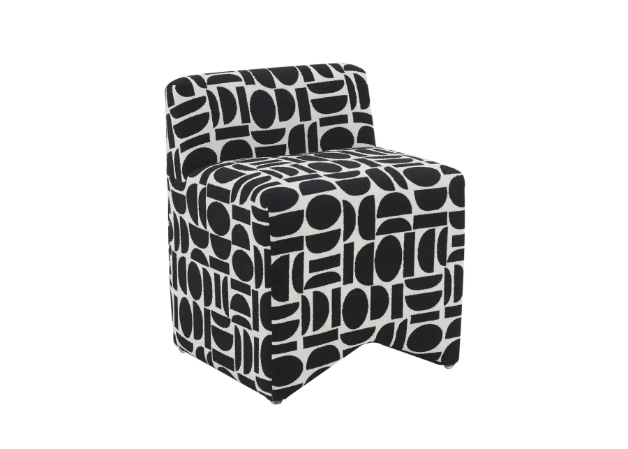 Pippa Black Geometric Jacquard Weave Stool