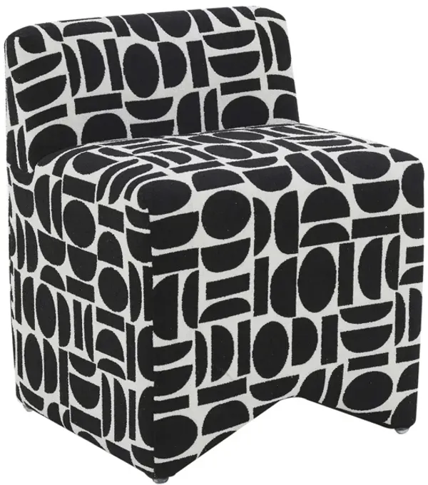Pippa Black Geometric Jacquard Weave Stool