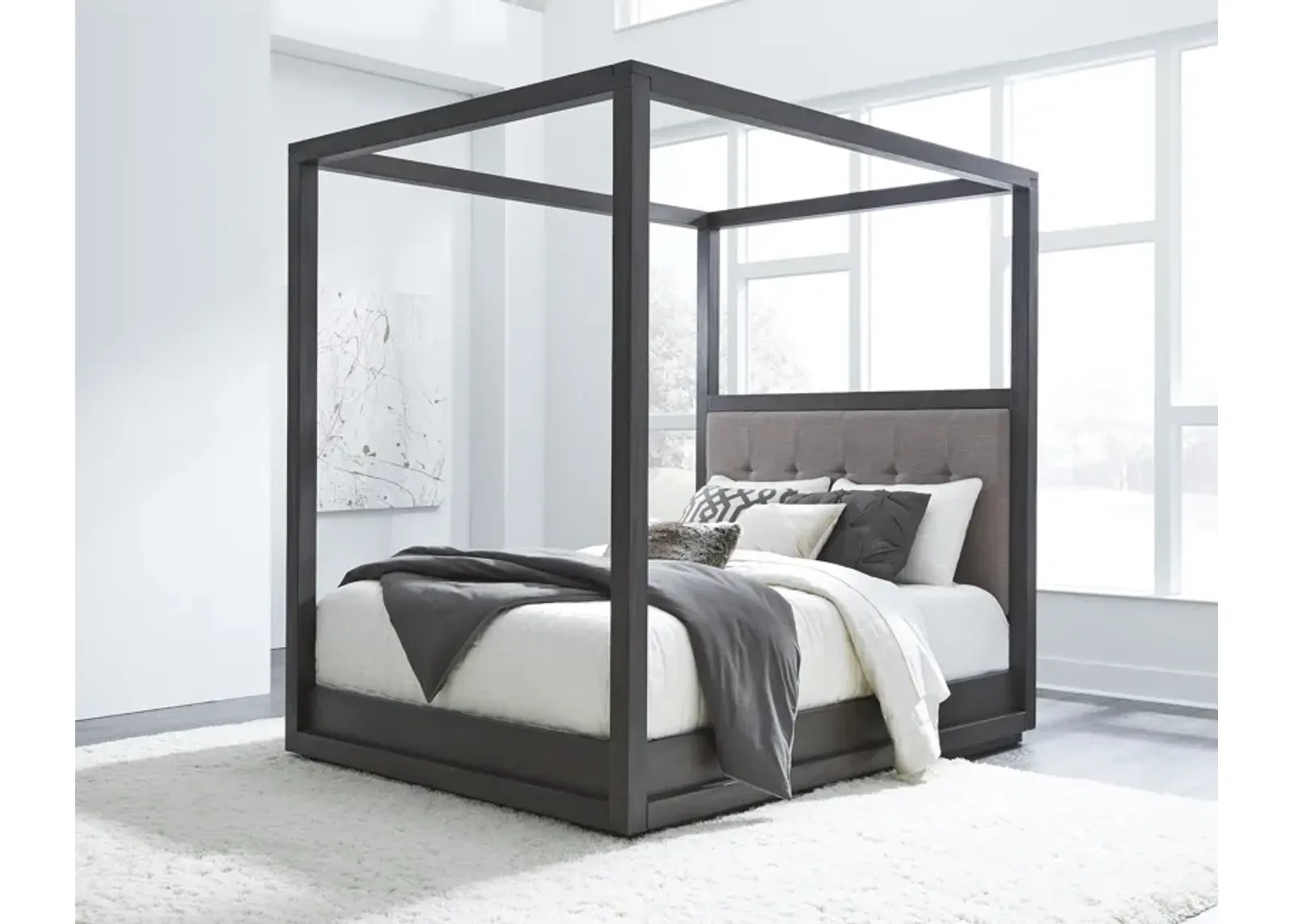 Oxford Queen-Size Canopy Bed in Dolphin