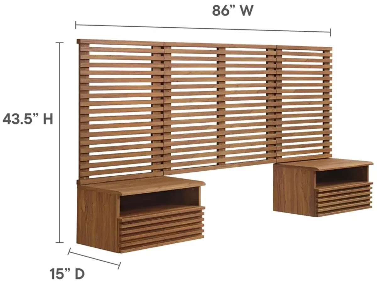 Render Wall Mount Twin Headboard and Modern Nightstands