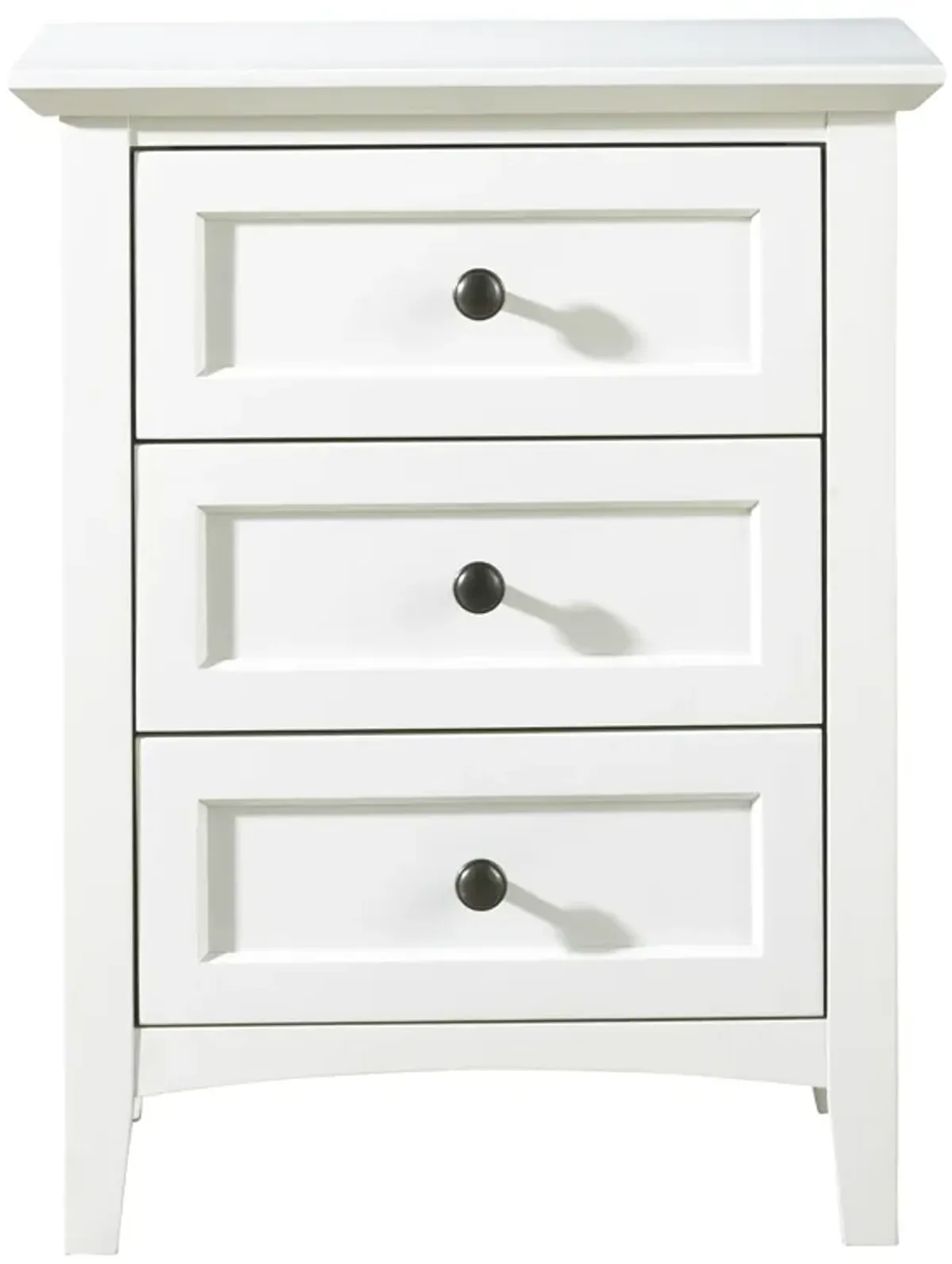 Paragon Three Drawer Nightstand in White