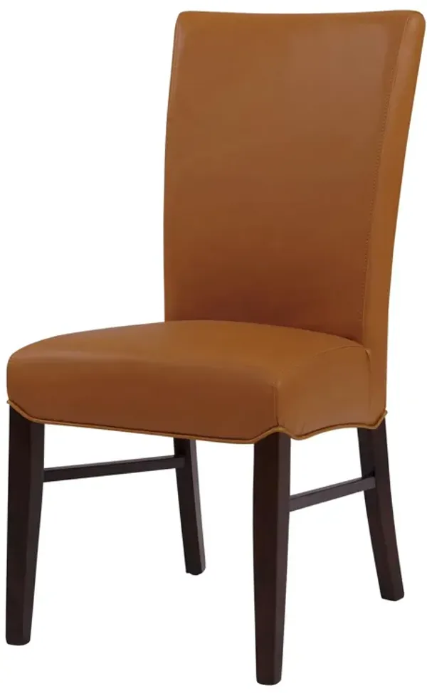 Milton Bonded Leather Dining Side Chair Wenge Legs, Vintage Caramel (Set of 2)