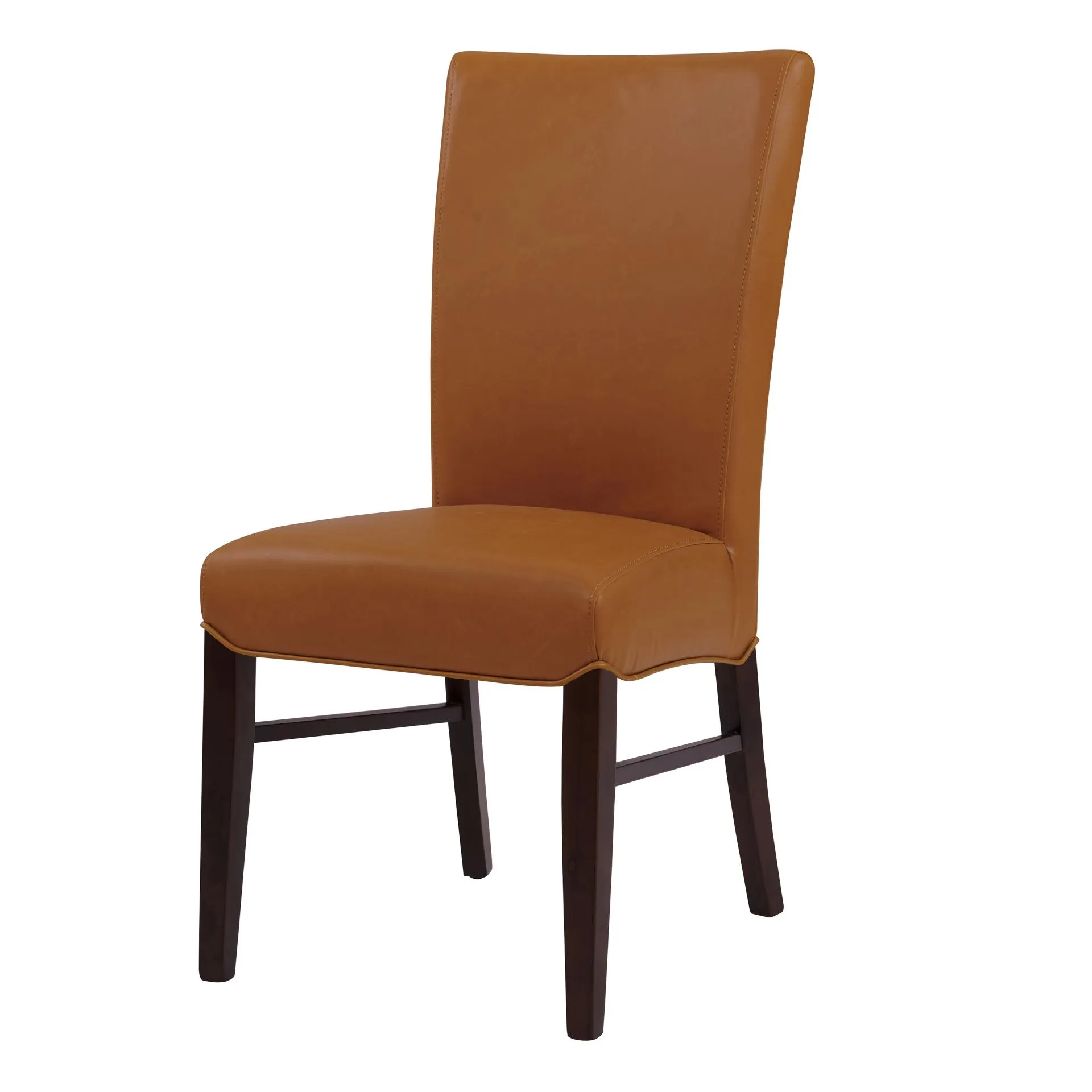 Milton Bonded Leather Dining Side Chair Wenge Legs, Vintage Caramel (Set of 2)