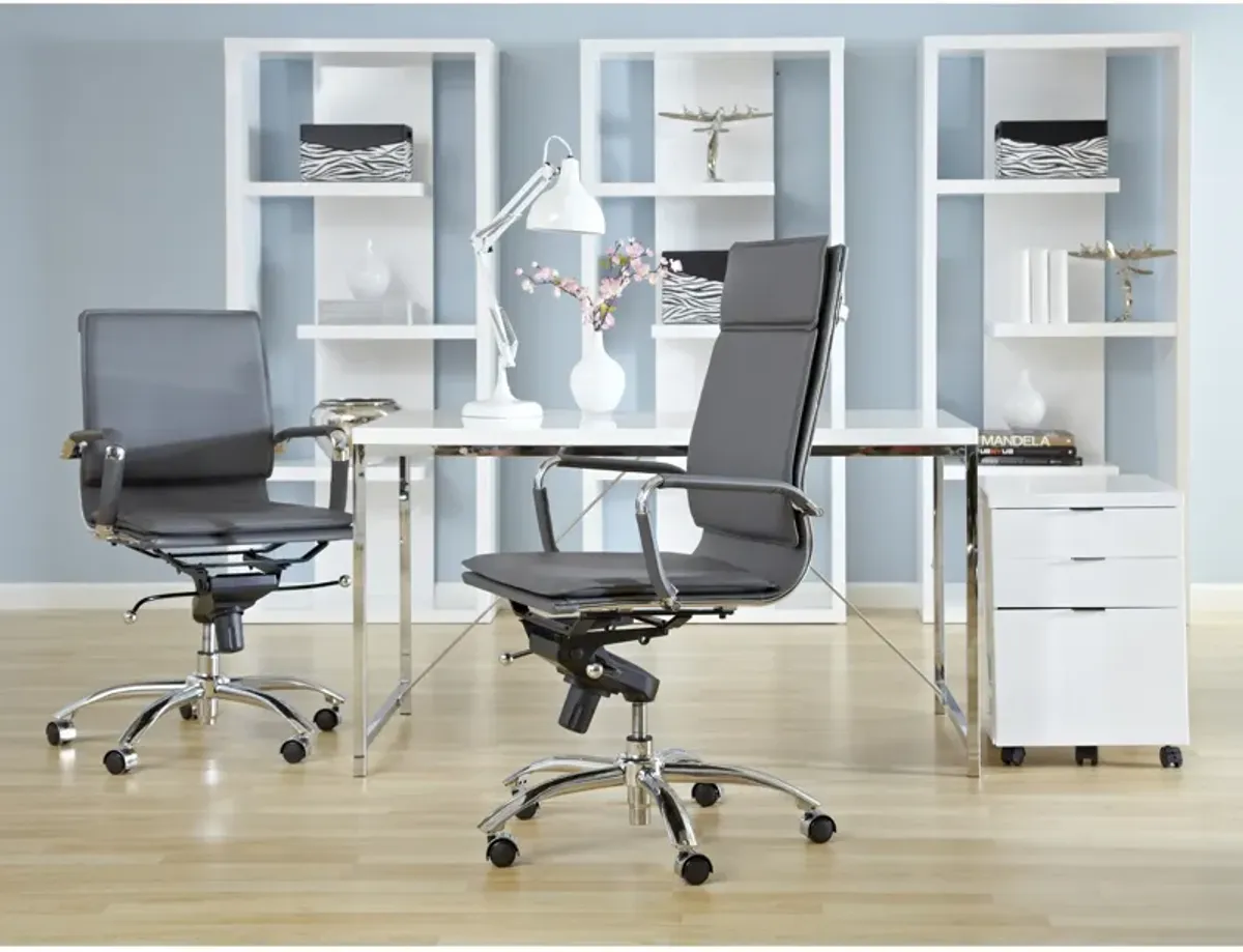 Gunar Pro High Back Office Chair in Gray with Chromed Steel Base