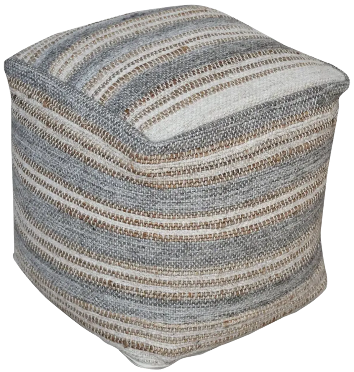 Mesick Handwoven Gray Pouf