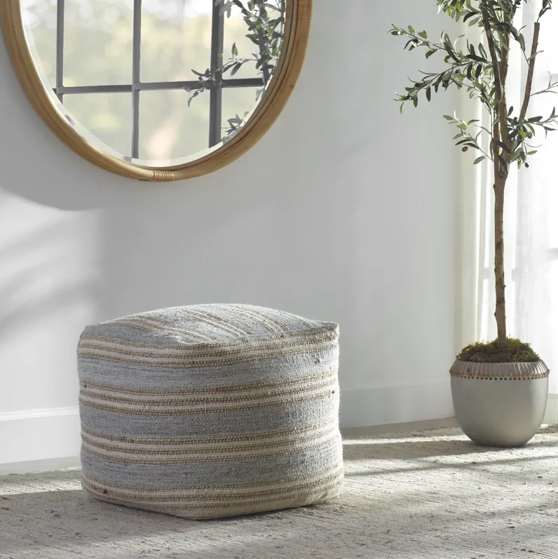 Mesick Handwoven Gray Pouf