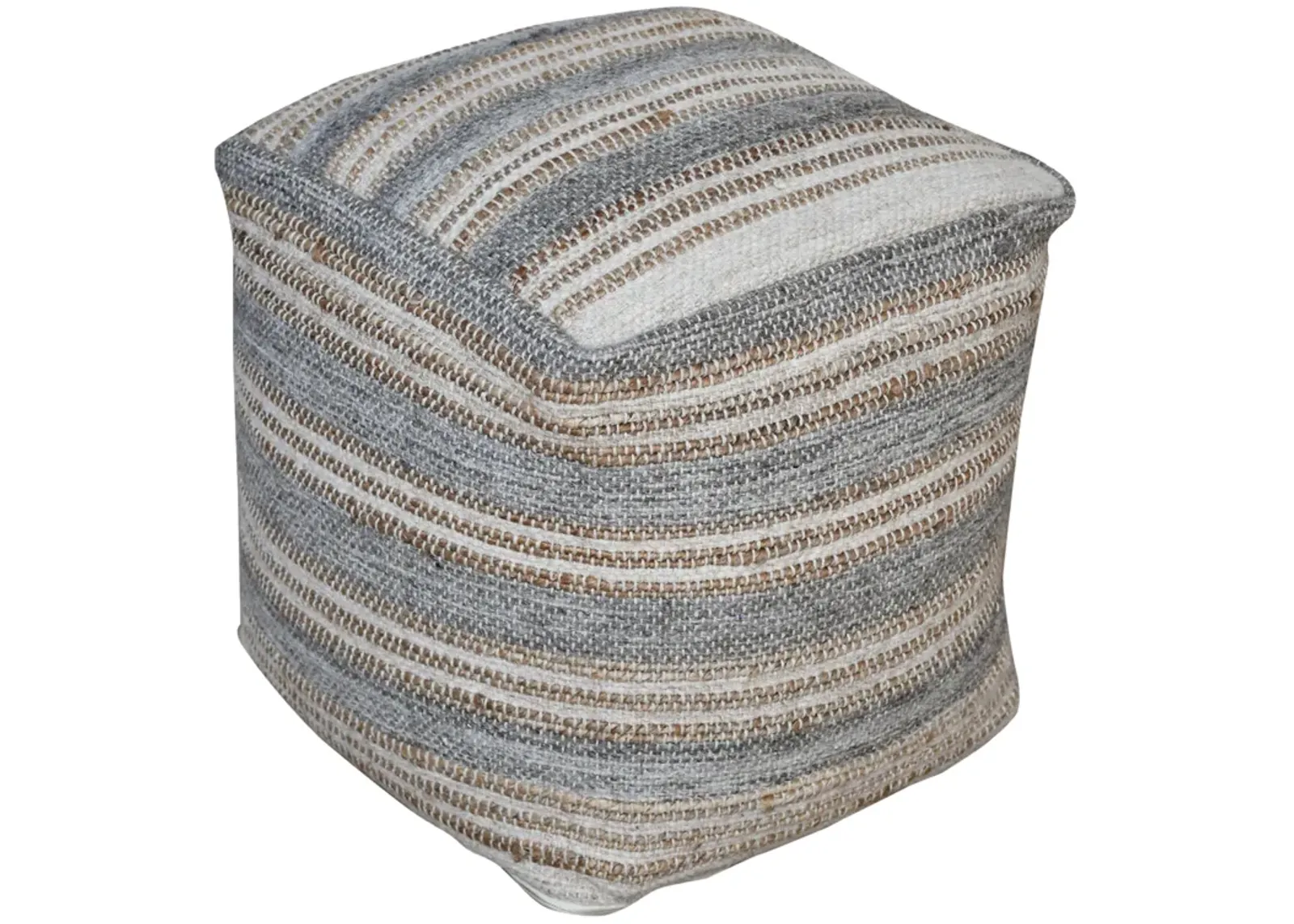 Mesick Handwoven Gray Pouf