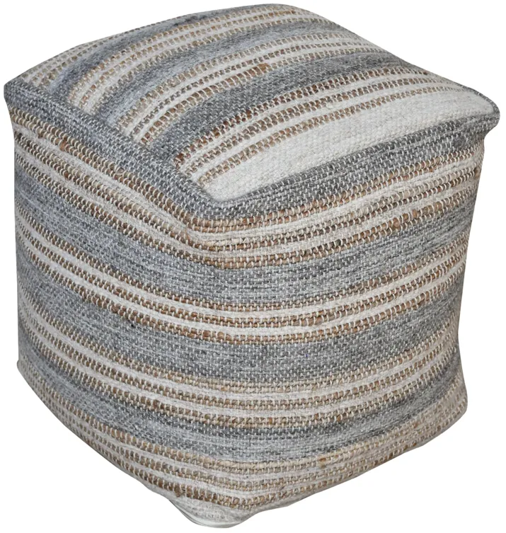 Mesick Handwoven Gray Pouf