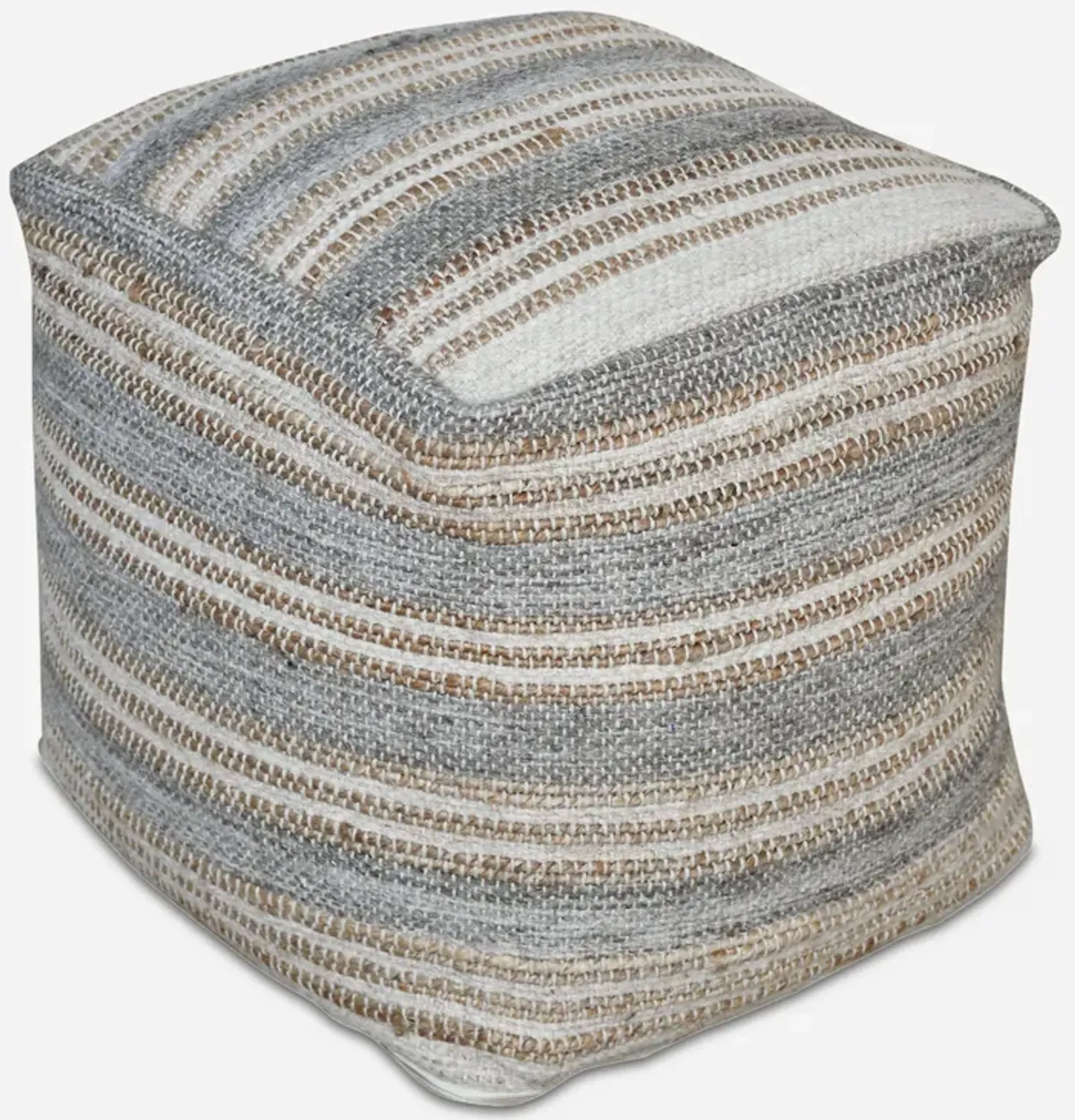 Mesick Handwoven Gray Pouf