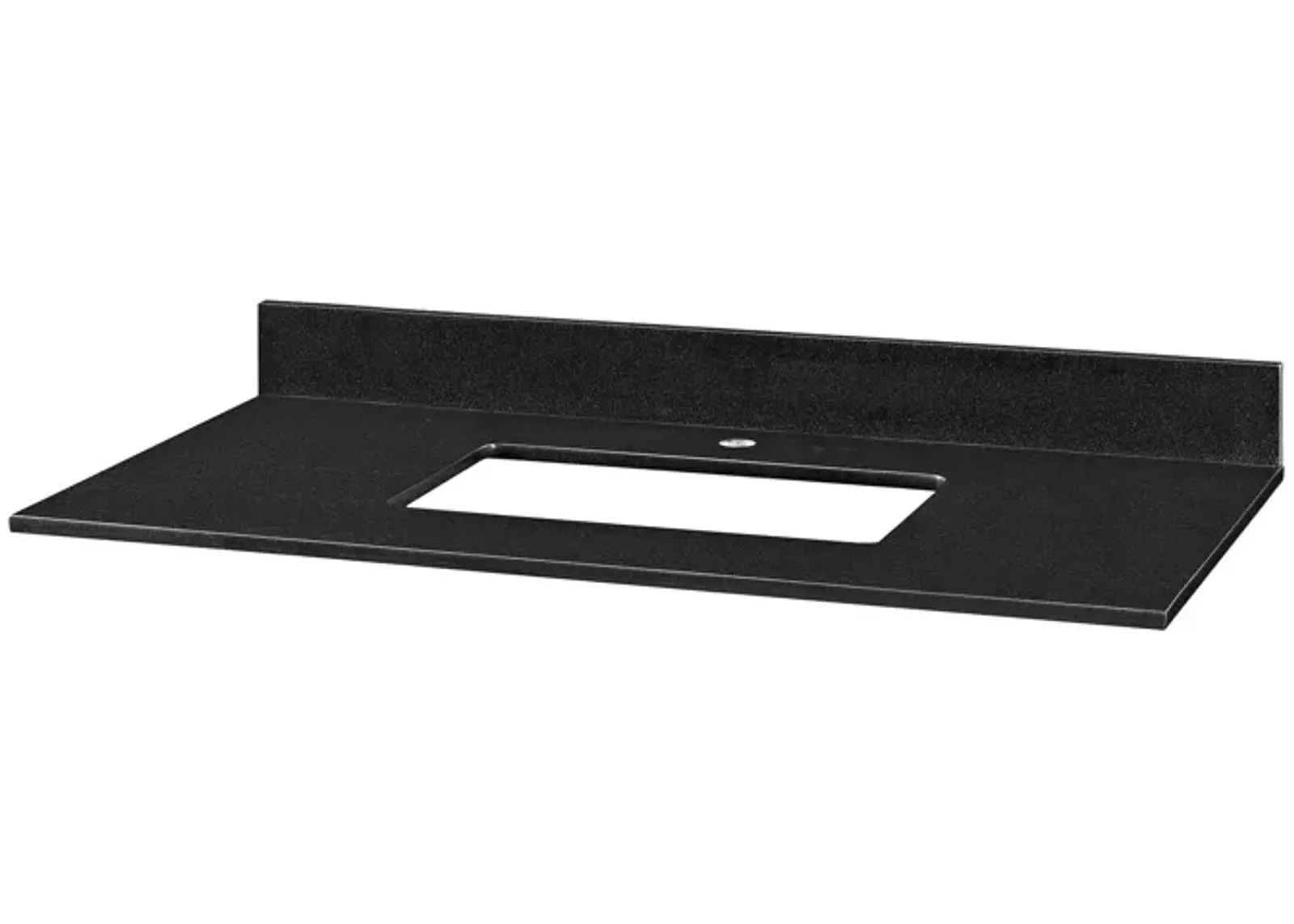 Stone Top - 43-inch for Rectangular Undermount Sink - Black Granite with Single Faucet Hole