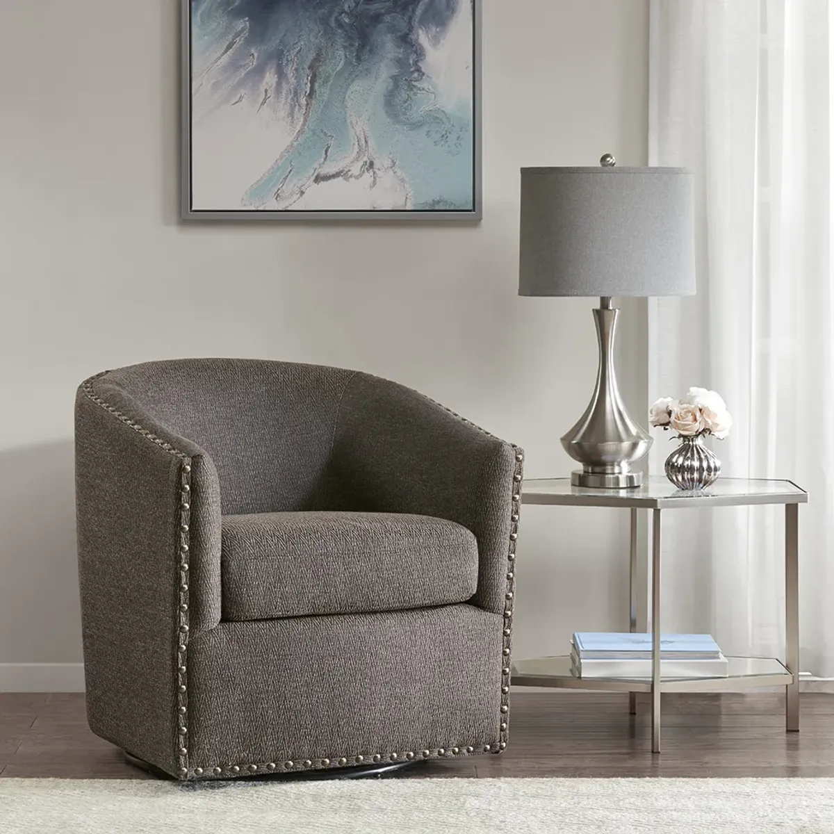 Madison Park Tyler Chocolate Swivel Chair