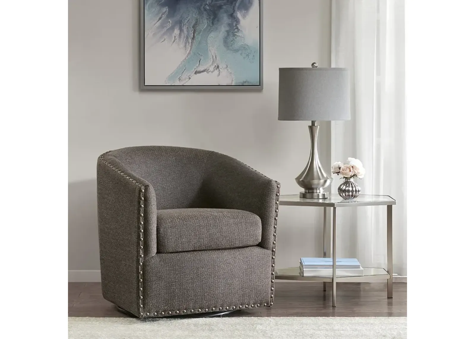 Madison Park Tyler Chocolate Swivel Chair