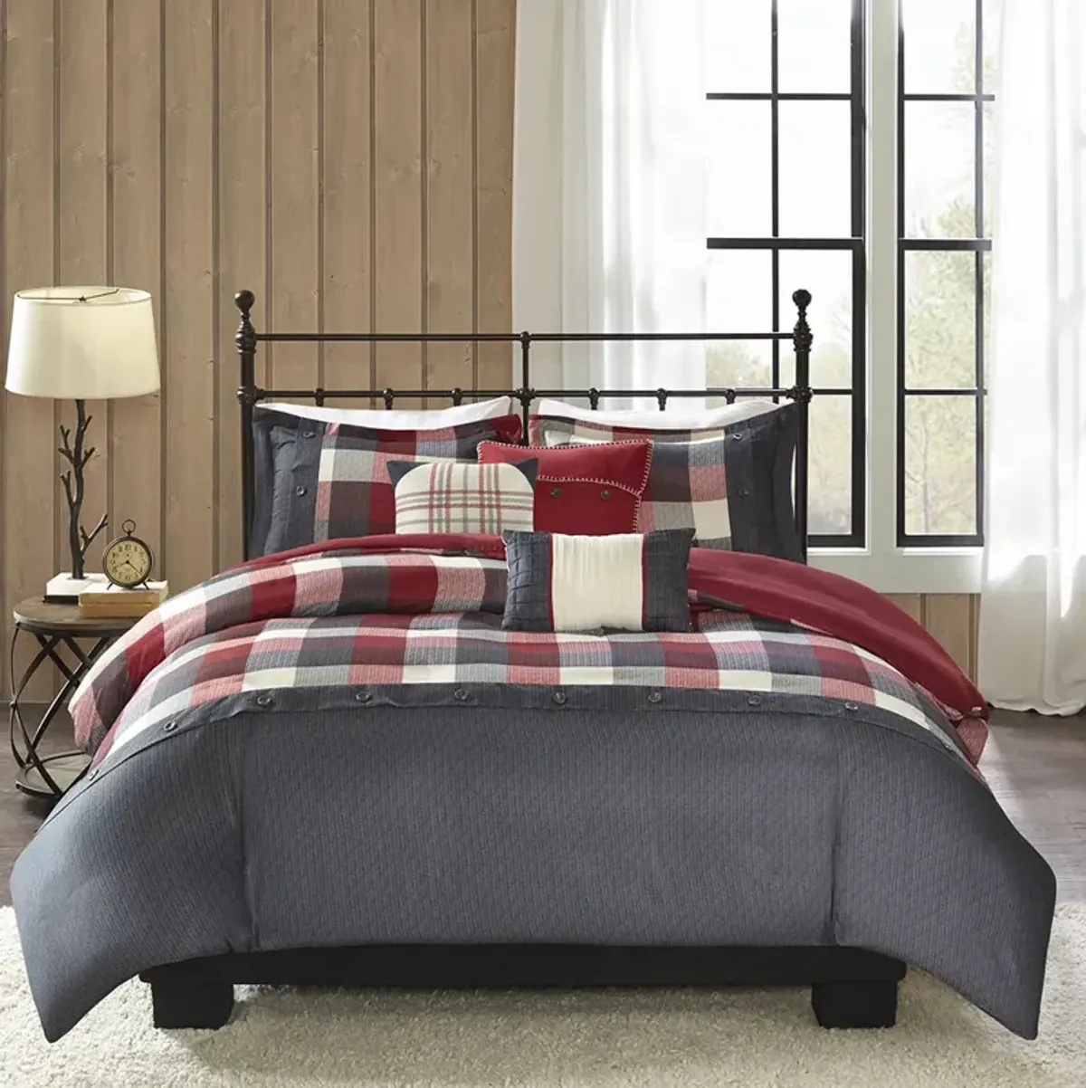 Madison Park Ridge Red 6 Piece Herringbone Duvet Cover Set