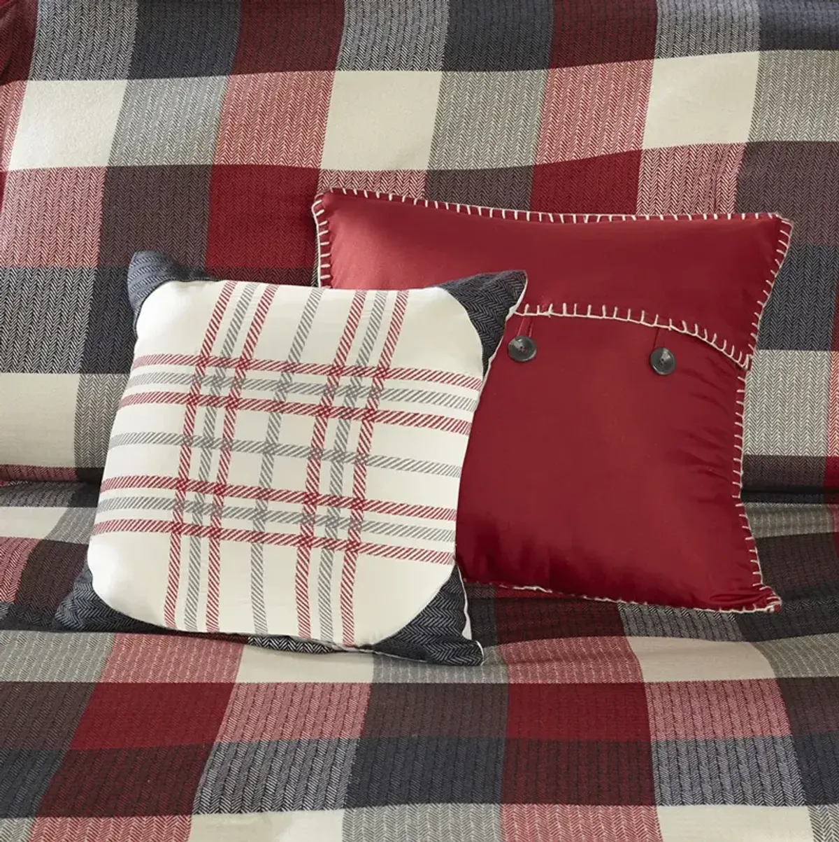 Madison Park Ridge Red 6 Piece Herringbone Duvet Cover Set