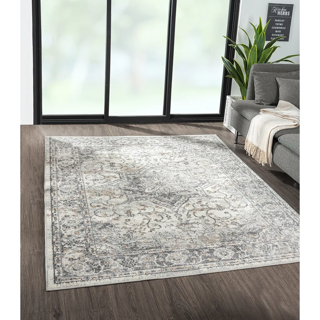 Madison Park Frances Grey Medallion Woven Area Rug