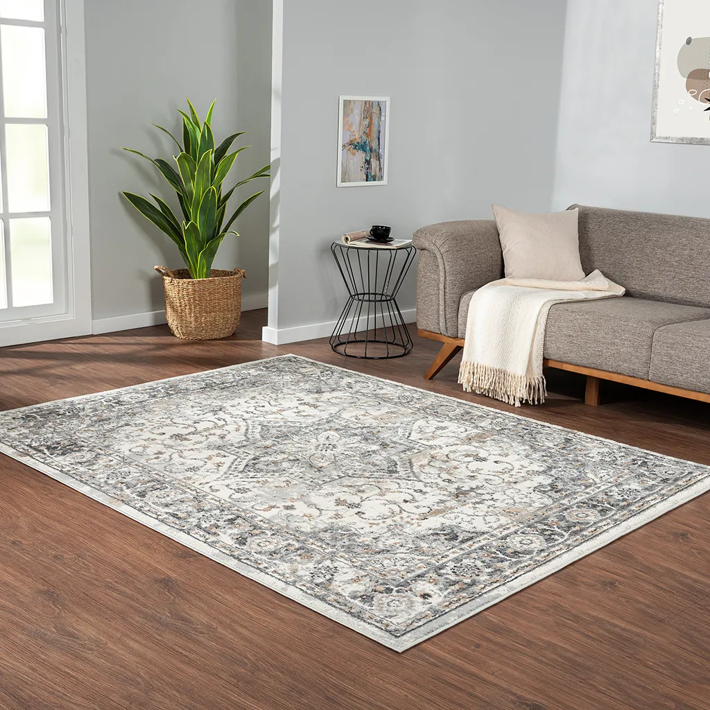 Madison Park Frances Grey Medallion Woven Area Rug