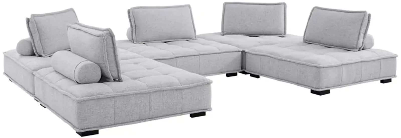 Saunter Tufted Fabric Fabric 5-Piece Sectional Sofa