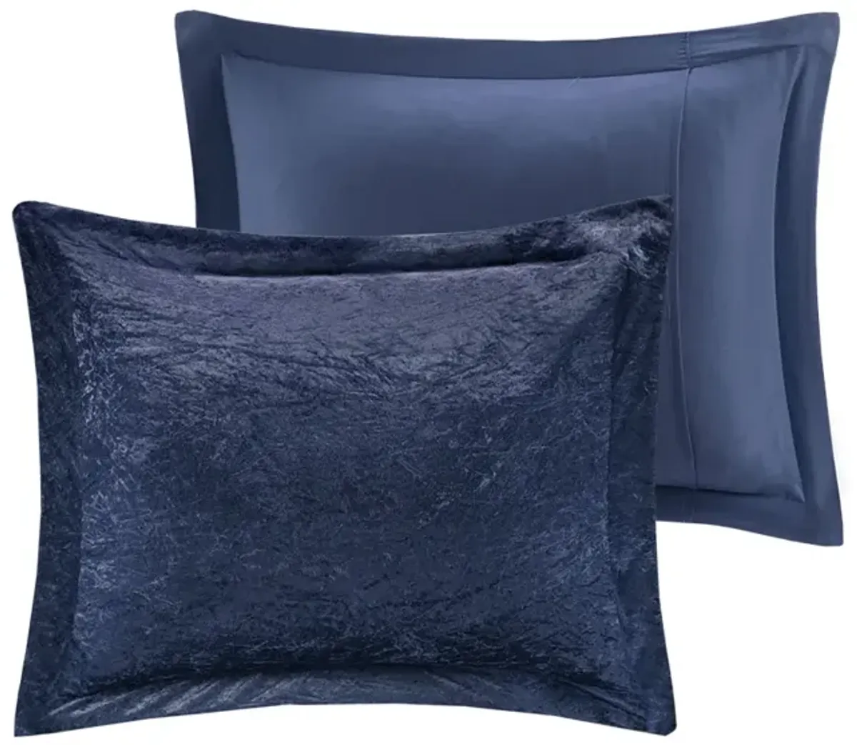 Intelligent Design Felicia Navy Velvet Comforter Set