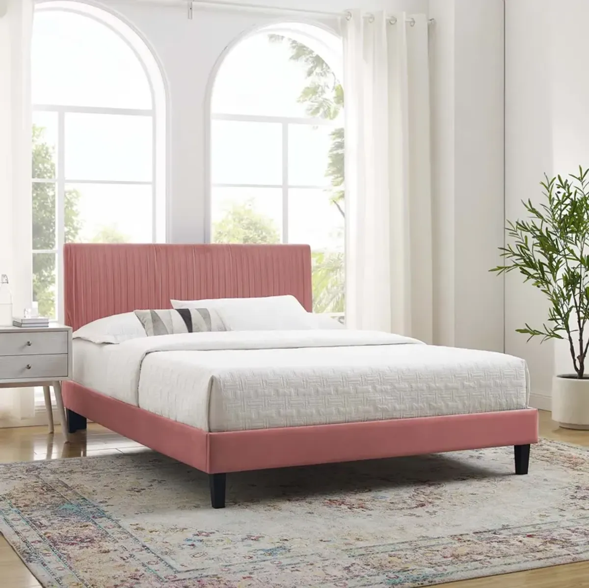 Peyton Performance Velvet Queen Platform Bed