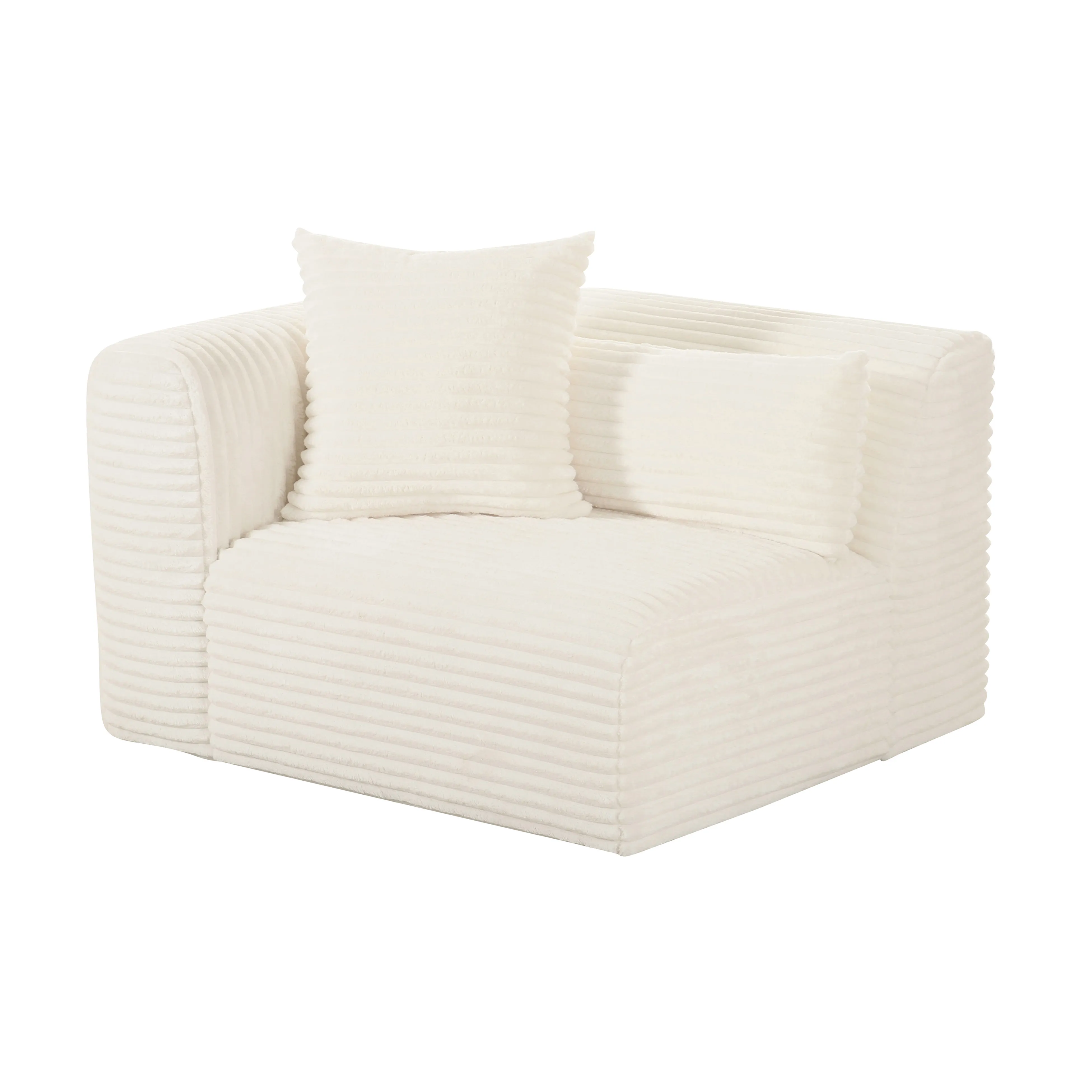 Tarra Fluffy Oversized Cream Corduroy Modular LAF Corner Chair