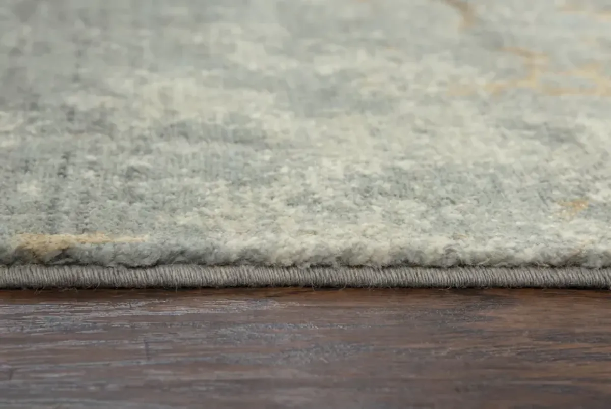 Impressions Gray Scroll NZ Wool/Tencel Blend 2'6" X 10' Runner Rug