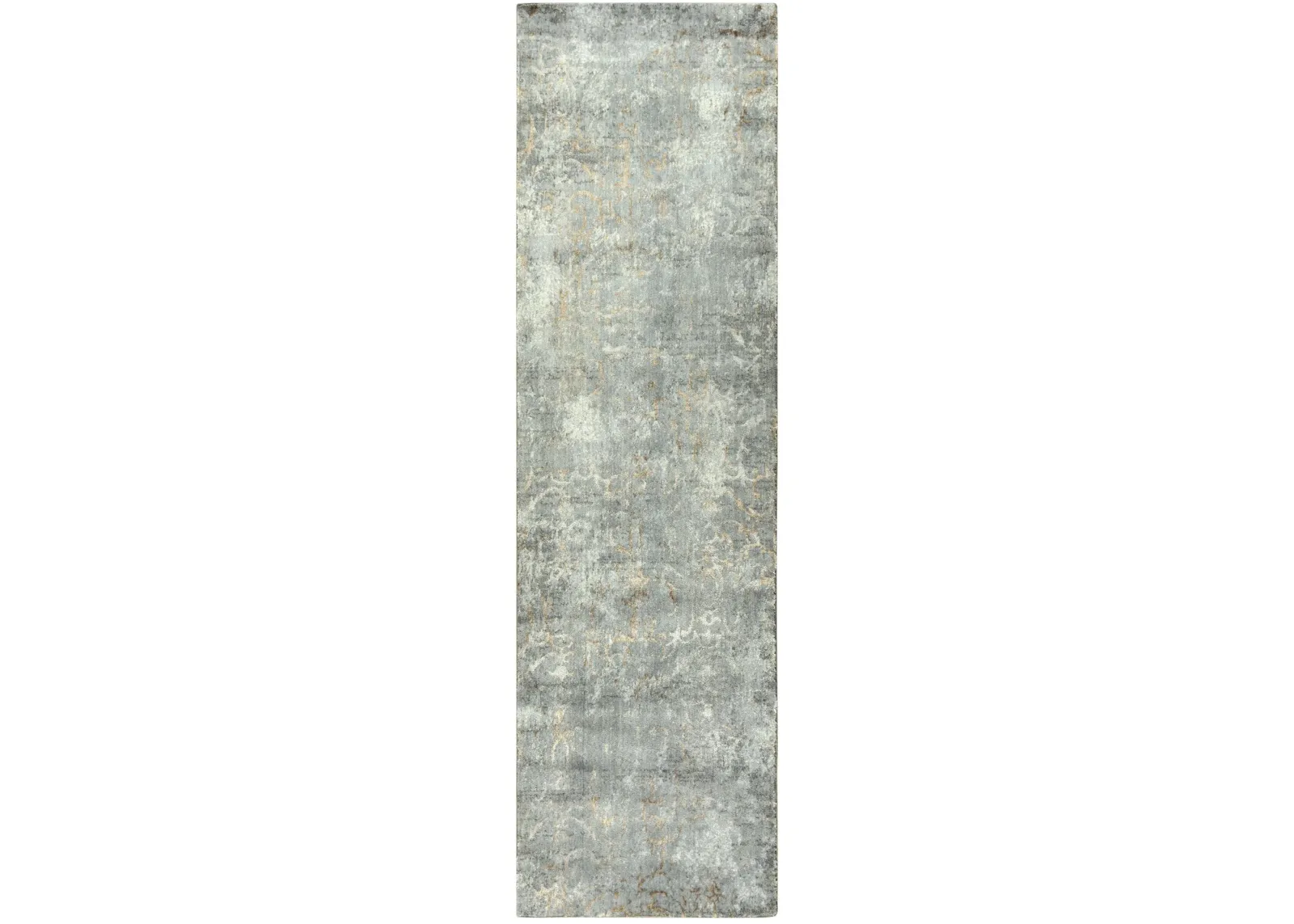 Impressions Gray Scroll NZ Wool/Tencel Blend 2'6" X 10' Runner Rug