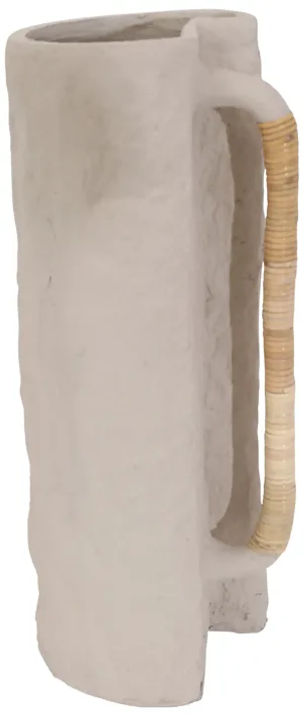 Ecomix, 15" Crafted Vase W Handle, Ivory