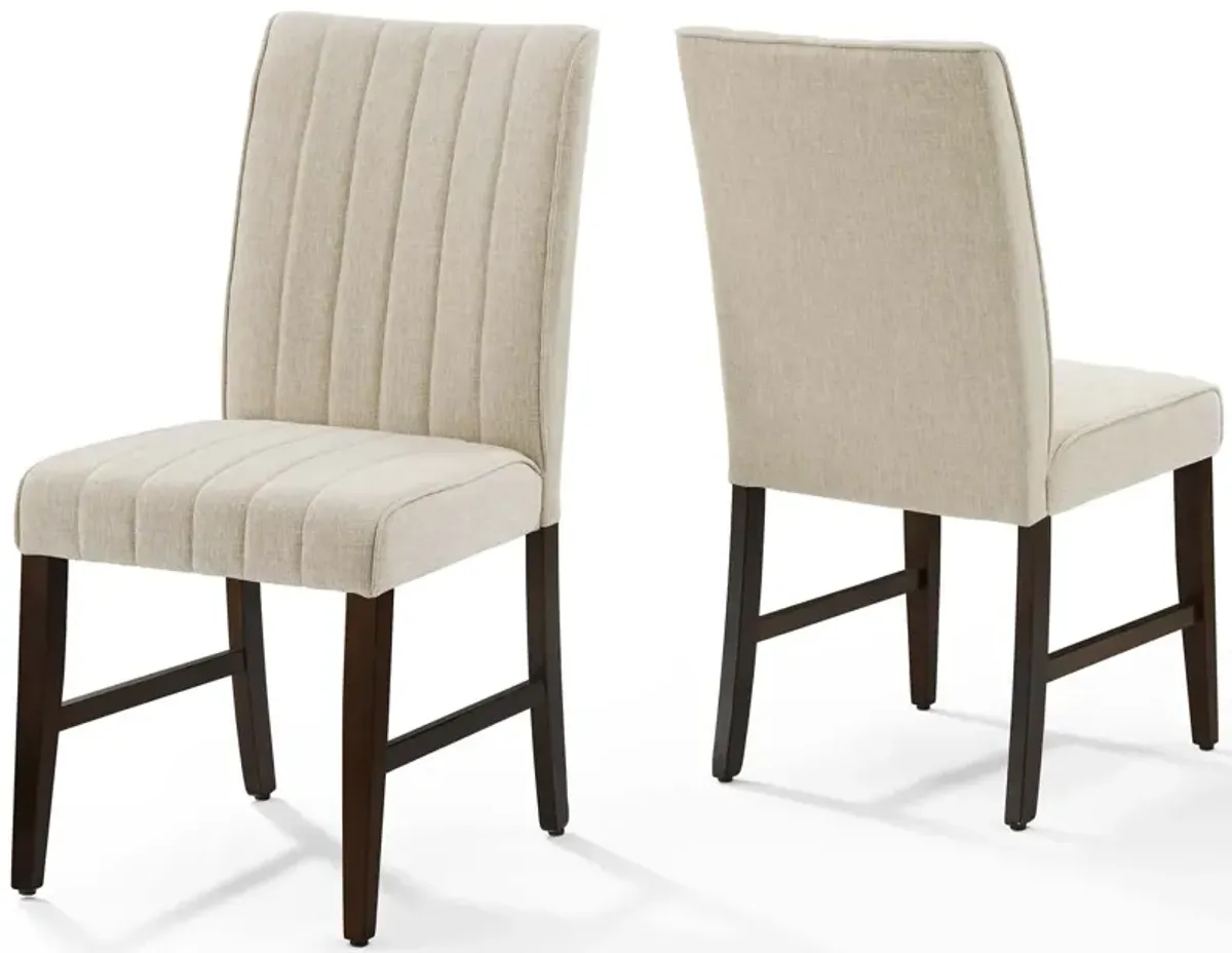 Motivate Channel Tufted Upholstered Fabric Dining Chair Set of 2