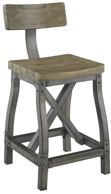 INK+IVY Lancaster Oak/Silver Counter Stool with Back