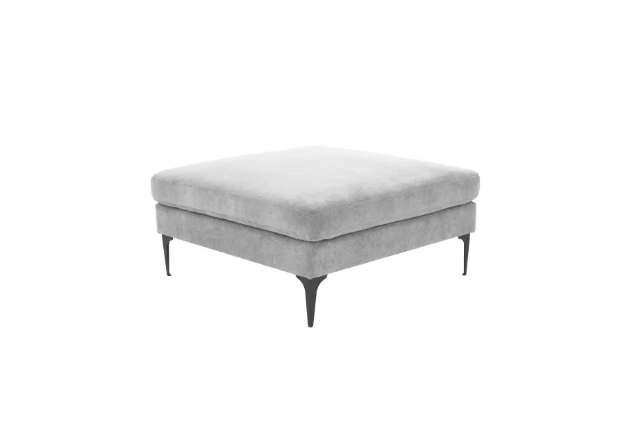 Serena Gray Velvet Ottoman with Black Legs