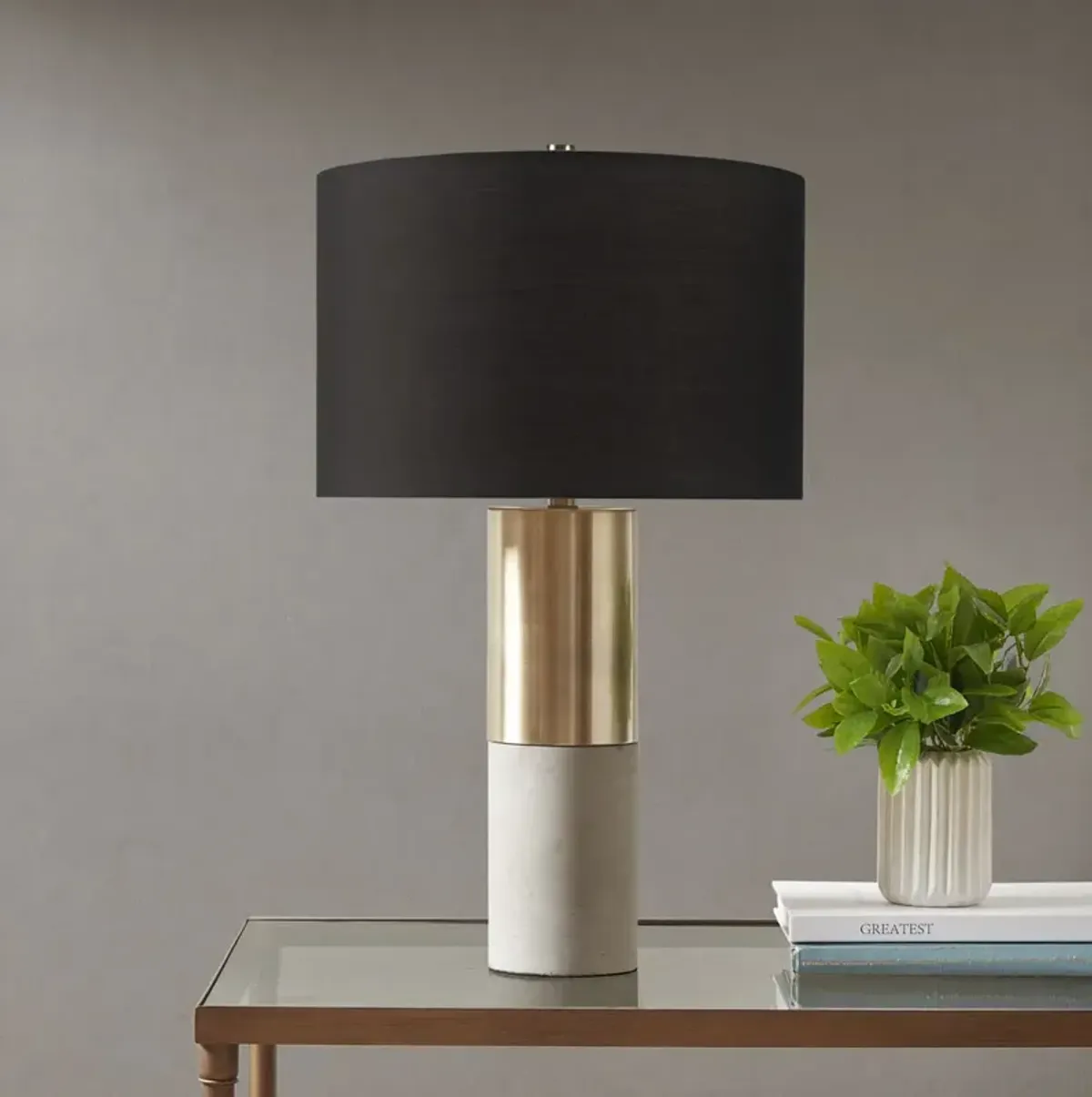 Hampton Hill Fulton Gold/Grey/Black Concrete Table Lamp