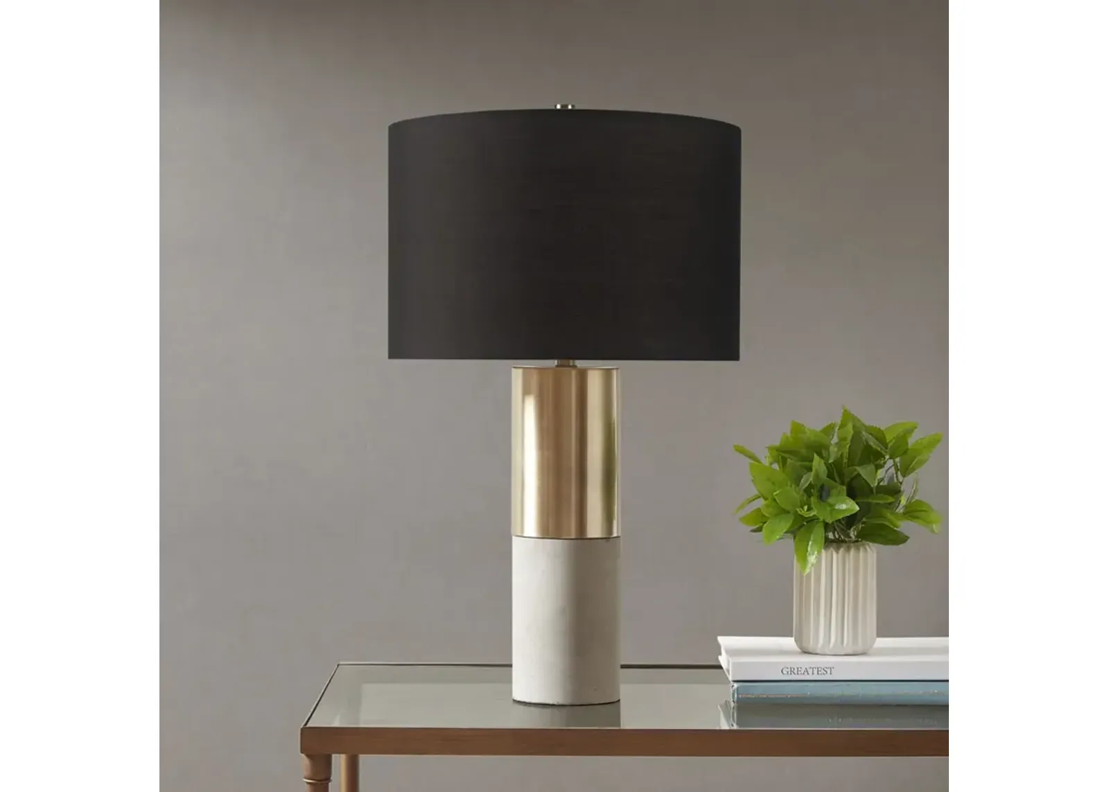 Hampton Hill Fulton Gold/Grey/Black Concrete Table Lamp