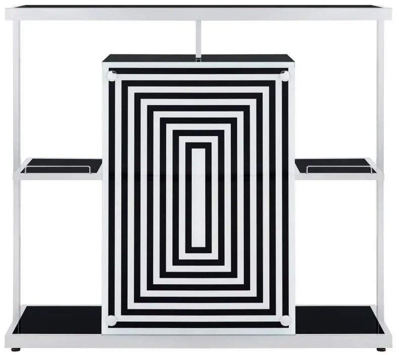 Zinnia 2-tier Bar Unit Glossy Black and White