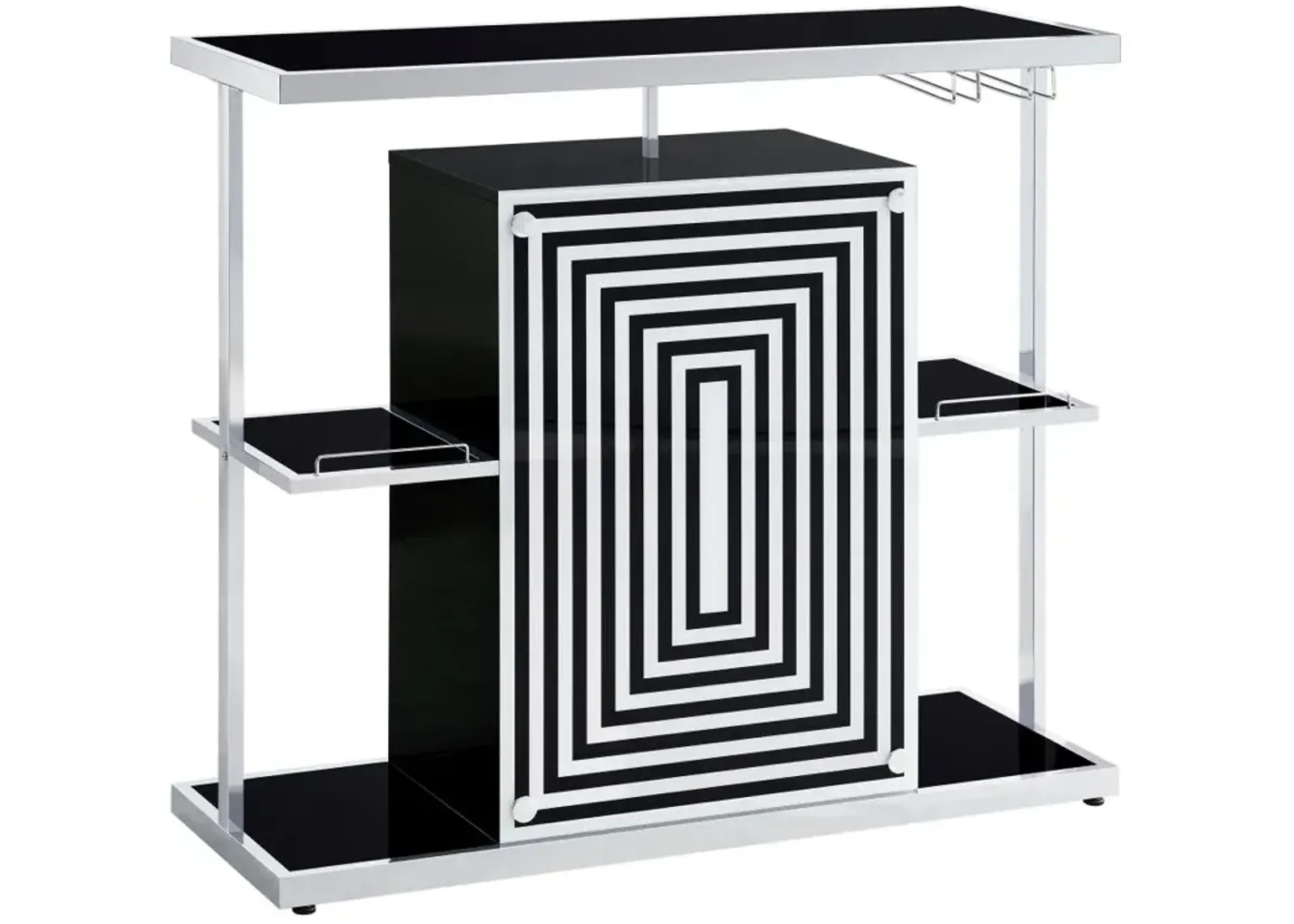 Zinnia 2-tier Bar Unit Glossy Black and White