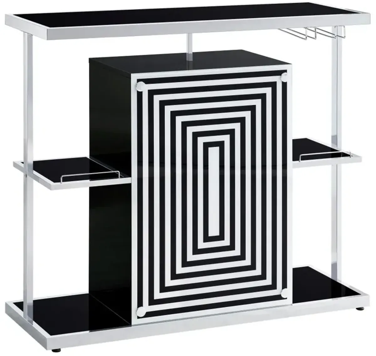 Zinnia 2-tier Bar Unit Glossy Black and White